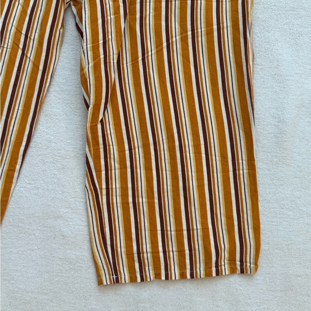 Striped Wide Leg Linen Blend Cropped Pants Women’s Size 18 - Picture 3 of 7